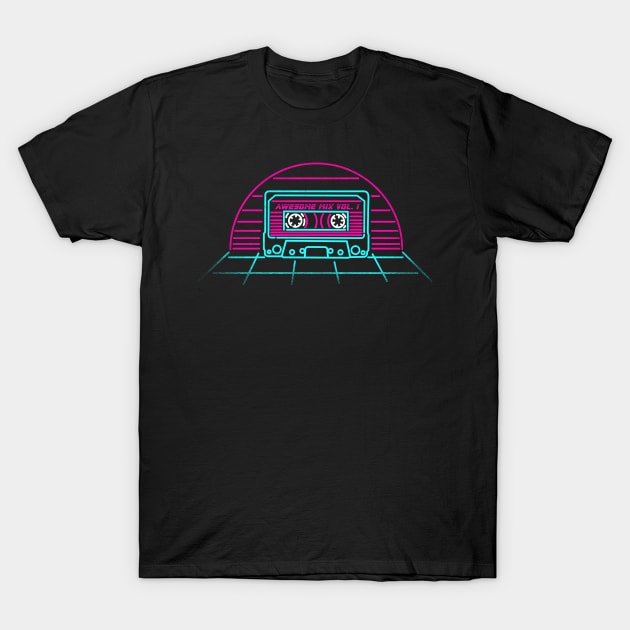 Awesome Mix Tape Neon T-Shirt by technofaze